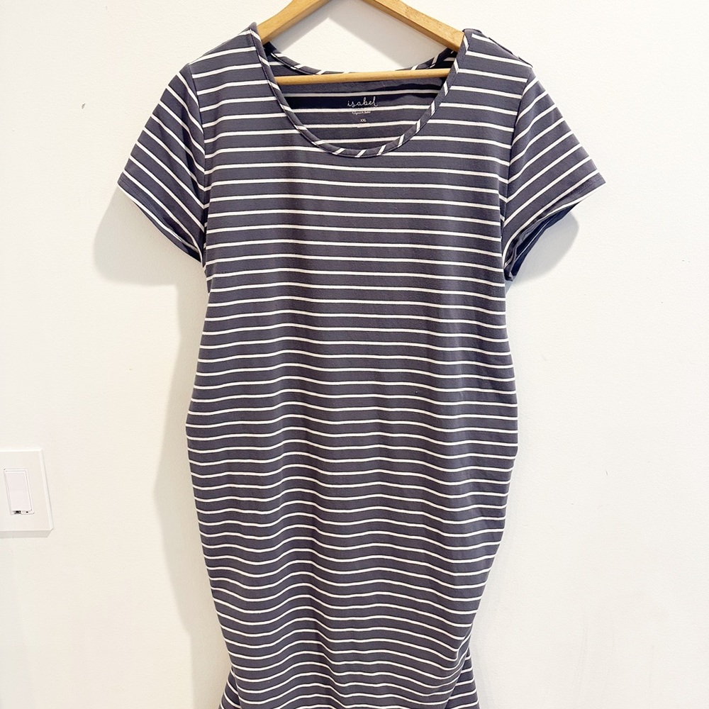 Isabel Maternity gray striped t-shirt dress XXL - Picture 3 of 8